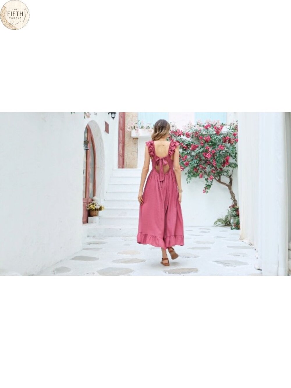 Womens Sleeveless Square Neck Midi Dress A-Line Backless Tie Back - Picture 6 of 6